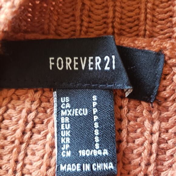 Crop Balloon Sleeve Burnt Orange Chunky Knit Mock Neck Sweater by Forever 21 S - Picture 11 of 12